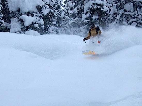 Megan Gilman bounds through the powder (photo: Jason Weingast).